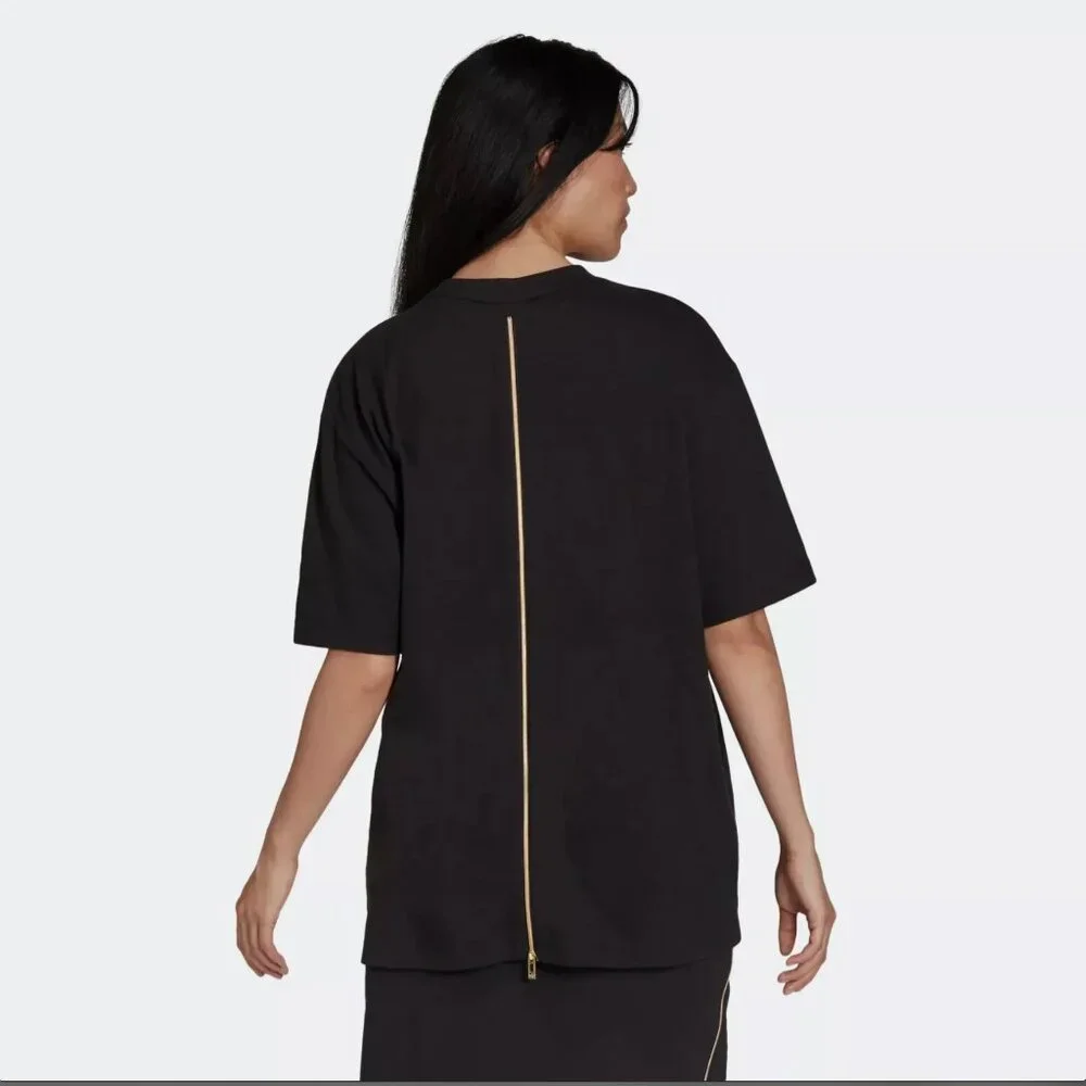 Adidas Black Zipper Back T-shirt | Size L - Picture 2 of 5